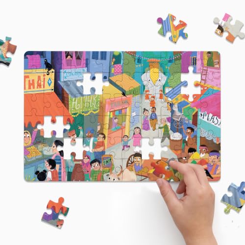 Image of The Curious Bees - Seek & Spot Puzzle & Game - Bazaar Puzzle | 60 Pieces + 10 Seek Cards | Gifts for Boys and Girls Ages 4-8 | BIS Approved | Made in India