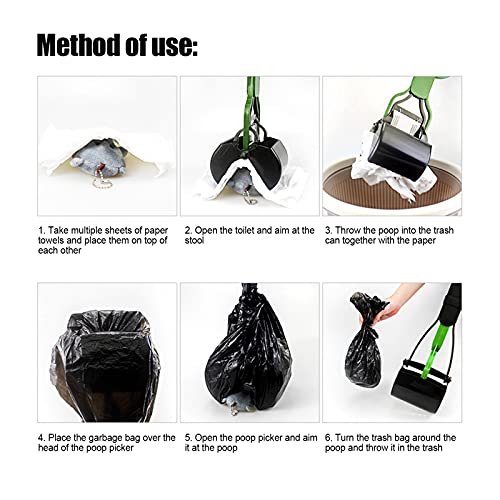 Image of Cocoarm Pooper Scooper with Long Handle, Jaw Poop Scoop for Large Dogs and Cats, Portable Pet Waste Picker, Green