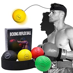 Wenosda Boxing Reflex Ball Set Training Speedball Punching Fight Balls Speed Bag Kickboxing Exercise Equipment 2 Difficulty Level Speedballs with Nylon Headband for Adult Kids