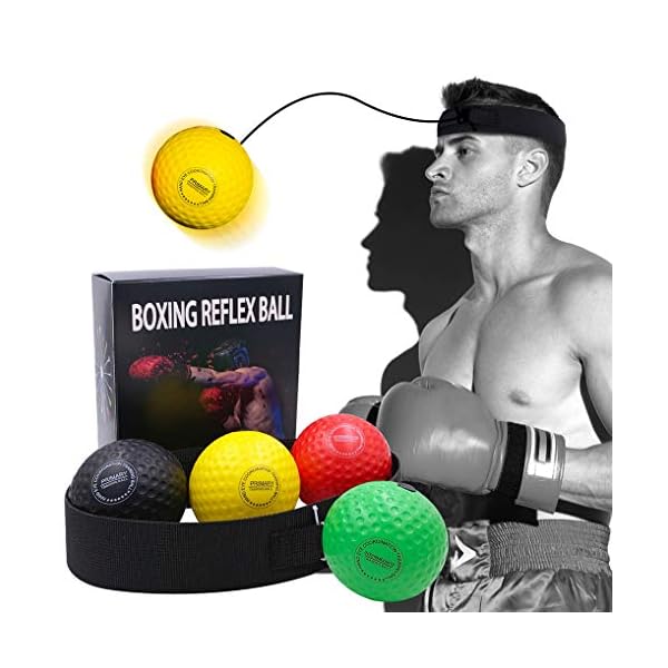 Wenosda Boxing Reflex Ball Set Training Speedball Punching Fight Balls Speed Bag Kickboxing Exercise Equipment 2 Difficulty Level Speedballs with Nylon Headband for Adult Kids