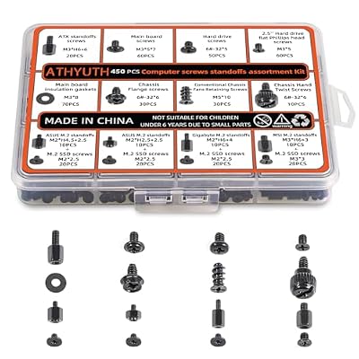 450-Piece Computer Screw Kit for PC Building and Repairing - Includes M.2 SSD Mounting Screws, Motherboard Standoff Screw, PC Case, SSD, HDD & Fan Screws | All-in-One Repair Kit