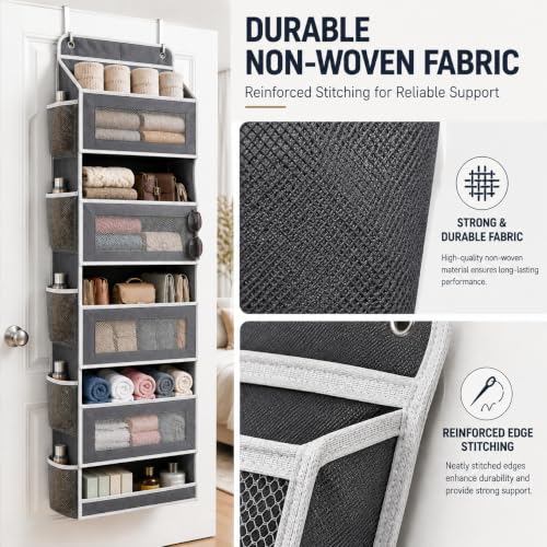 Image of JD FRESH Over the Door Organizer with Large Pockets /Multipurpose Door Storage and Anti-Tilt Hanging Storage for Bedroom /Bathroom, Pantry, Nursery Supplies Organiser