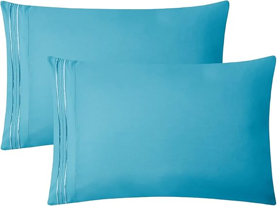 Clara Clark Bed Sheets, Premier 1800 Series 4 Piece Bed Sheet Set, Deep Pocket, Wrinkle, Fade, Stain Resistant, Luxury Soft Bedding Sheets & Pillowcases, Full, Beach Blue