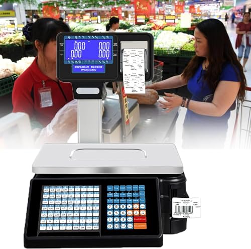 Báscula comercial digital con impresora y control remoto miniatura 2