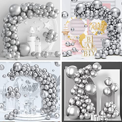 Image of Party Propz Balloons For Decoration - 100Pcs Silver Metallic Balloons | Metallic Balloon For Decoration | Silver Balloons For Birthday Decoration