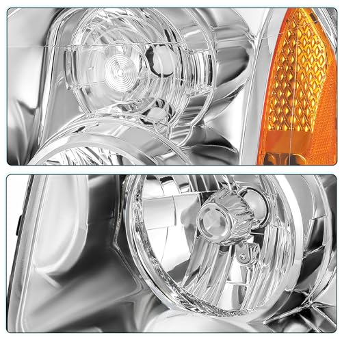 TUSDAR Headlight Assembly Set for 2007 2008 2009 2010 2011 2012 2013 2014 GMC Yukon OEM Replacement Chrome Headlamp Pair Driver and Paseenger Side - Image 6