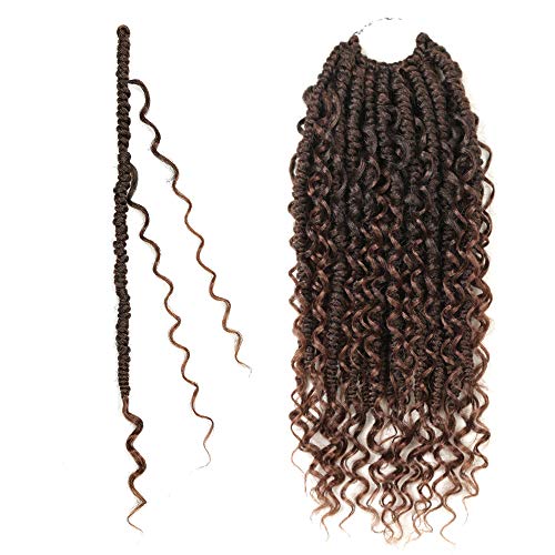 5 Pack Boho Goddess Locs Crochet Hair 18 inch river locs Braids Hair With Curly Hair in Middle and Ends faux locs Synthetic Hair Extension (14 inch, T30)
