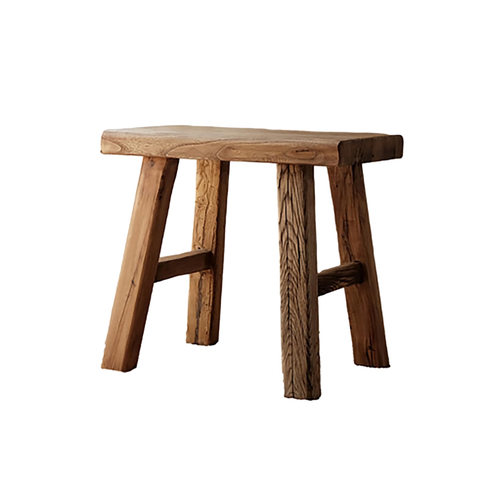 Banco de comedor de madera para interiores de granja, banco de entrada de cocina de madera asiática natural con diseño sin brazos y altura corta (19.6 x 10.2 x 17.7 pulgadas), madera maciza para