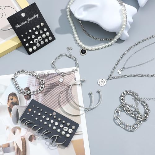 Image of NEWITIN 69 Pieces Gold Jewelry Set for Women Fashion Costume Jewelry Gold Plated Necklace Bracelet Earrings Set for Women