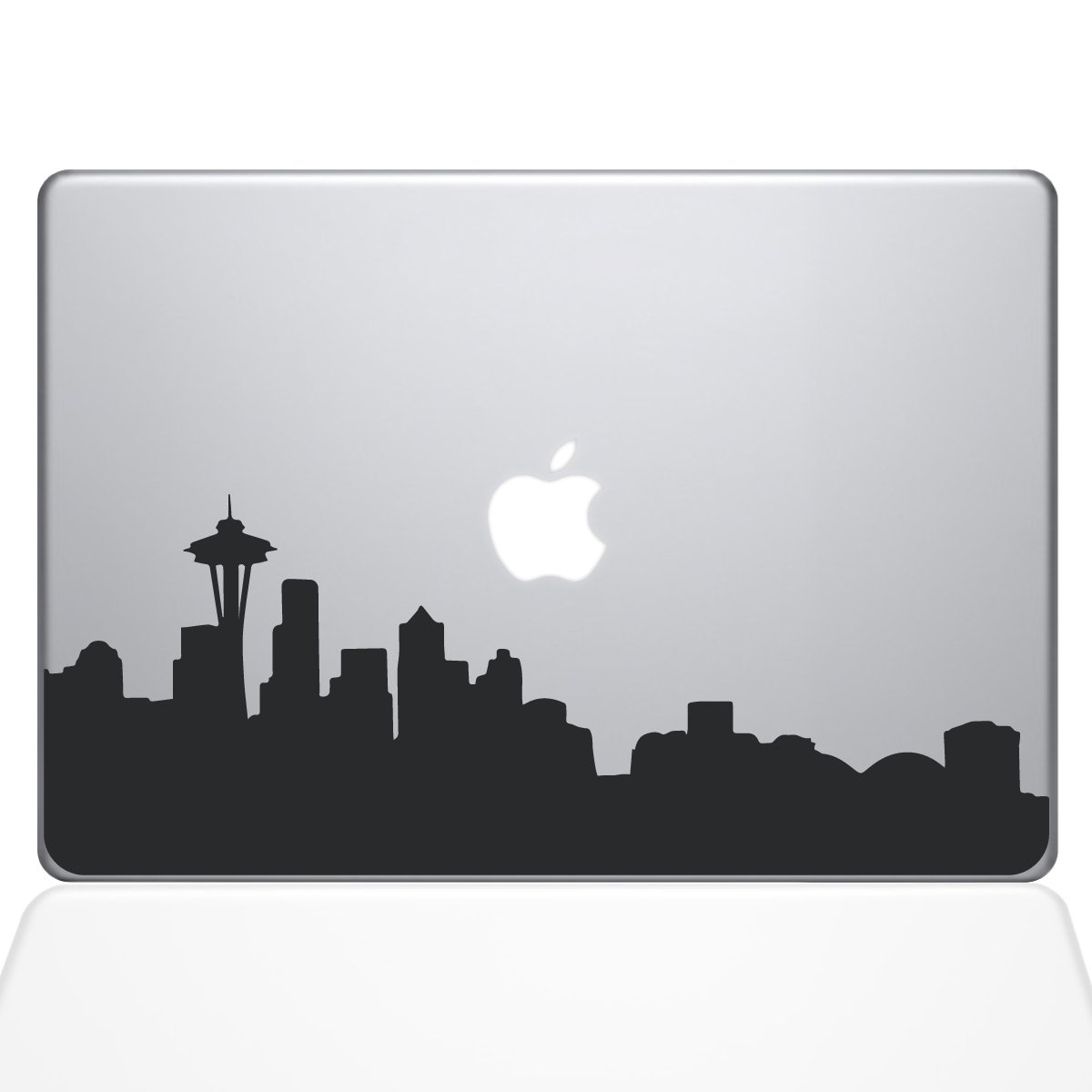 The Decal GuruSeattle City Skyline Decal Vinyl Sticker, 13" MacBook Air, Black (2332-MAC-13A-BLA)