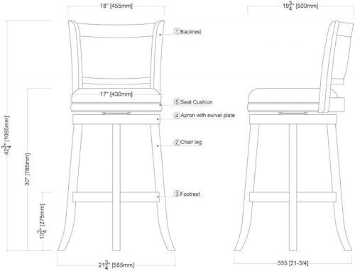 Miniatura 10 de BoraamTaburete giratorio de altura de la barra de Augusta 29 pulgadas capuchino