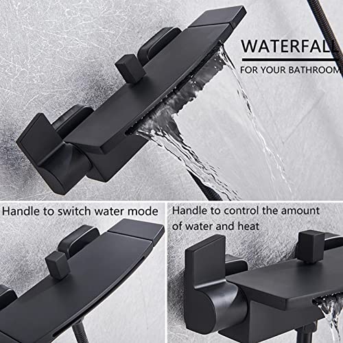 Robinet de baignoire cascade au jet fluide avec inverseur douchette mural - 3