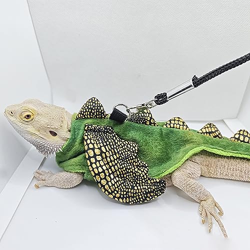ADOGGYGO Bearded Dragon Harness Leash Set, Lizard Halloween Costume Adjustable Lizard Dinosaur Leash Harness for Bearded Dragon Reptiles (Small)