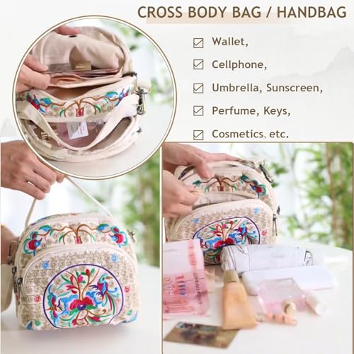 Bolso pequeño bandolera con bordado floral para mujer miniatura 5