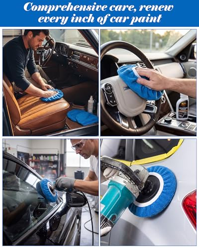 Image of Tallew 40 Pcs 9 to 10 Inches Buffer Pads Bulk Car Polisher Bonnets Orbital Buffer Bonnets Microfiber Polishing Pad Car Wax Cover for Cleaning and Polishing (Dark Blue)