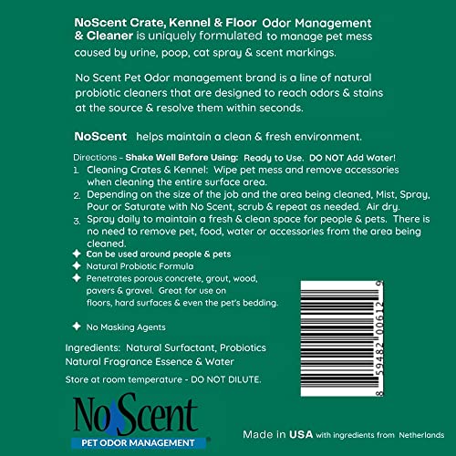 Image of No Scent Crate Kennel & Floor Probiotic Cleaner Spray for Dog Cat Pet Odor Stains (8 Fl Oz / 237 mL)