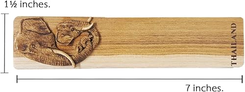 Vista 12 de WitnyStore Marcapáginas de madera tallada de 7 pulgadas de largo, elefante para papá y bebé, hecho a mano, accesorio de artesanía de madera único