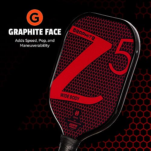 Image of Onix Graphite MOD Z5 Carbon Fiber Pickleball Paddle with Wide-Body Shape. Honeycomb Core, Graphite Face & Cushion Comfort Pickleball Paddle Grip