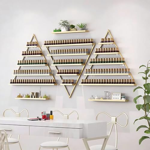 Estanteria Pared for Esmaltes de Uñas, Expositor Triangular de Metal, Baldas Flotantes Pared for Salones de Belleza y Uso Doméstico
