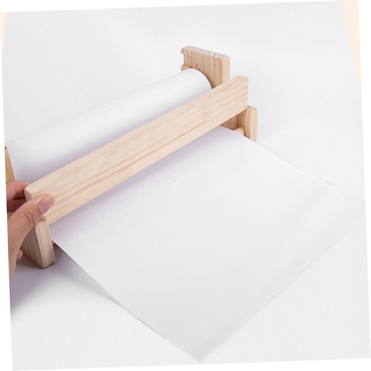 PLAFOPE Wooden Painting Paper Roll Easel with Storage Rack Portable Drawing Supply Stand with Smooth Surface Includes Paper Roll for Creative Fun and DIY Crafts