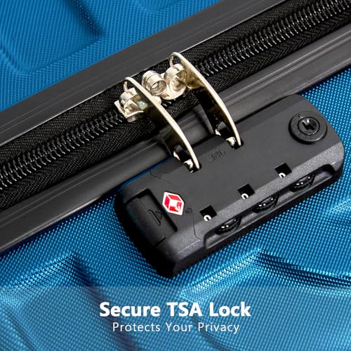 VANELC ABS Hard Shell 3-Piece Luggage Sets(20/24/28) with 360°Rotating Wheel and TSA Lock Men and Women Ideal for Business Trips and Family Getaways (Drak Blue, 3PCS)4