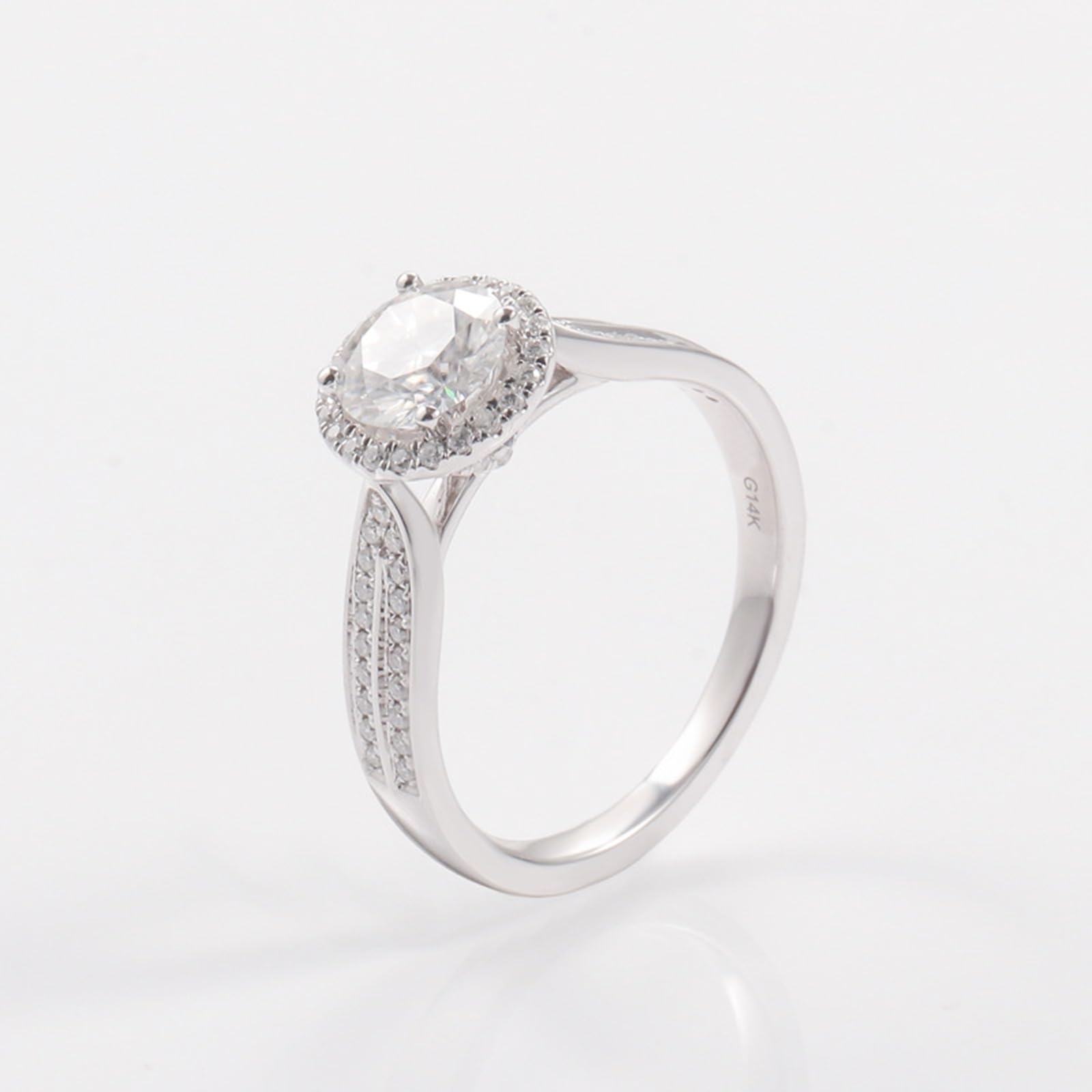 Anillo de mujer de oro blanco 375/585/750 de oro auténtico, anillos de compromiso, anillos de boda grabados con Moissanite 2ct D Color VVS1 anillo Halo Gold 9K/14K/18K para mujeres