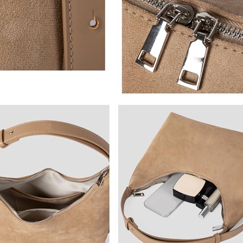 Sac en daim rétro avec coutures premium et poignée chic - 4