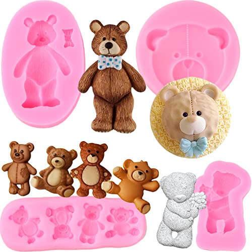 Mujiang Bear Silicone Fondant Molds For Chocolate Candy Gum Paste Crafting Polymer Clay Cake Decorating Set Of 4 Mujiang Bear Silicone Fondant Molds For Chocolate Candy Gum Paste Crafting Polymer Clay Cake Decorating Set Of 4