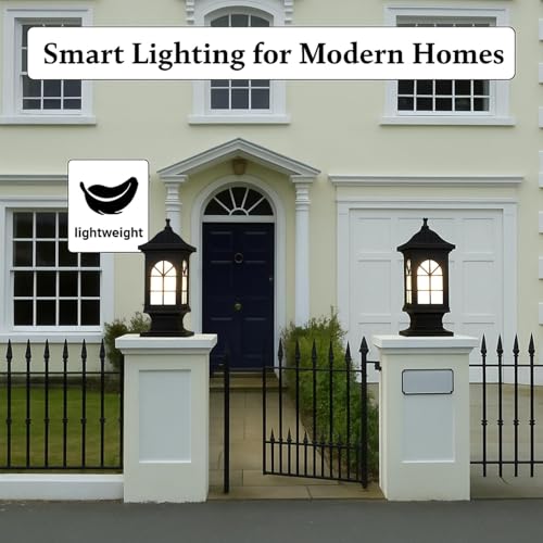 Image of GIGAWATTS 1266 Outdoor Gate Light - 101% Rust & Waterproof Die-Casting Aluminium Exterior Pillar Lamp Base Mount for Garden, Boundary Walls & Home Entrances (B22 Holder, Bulb Not Included, Black)