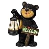 Juegoal garden bear statue with solar led lantern luminous welcome sign gifts for mom yard art whimsical figurine large sculpture lighted outdoor mothers day spring decorations for lawn porch  urban country home decor
