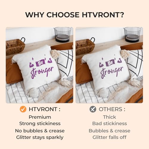 Image of HTVRONT Purple Glitter HTV Heat Transfer Vinyl - 12 inch x 10ft Purple Glitter Iron on Vinyl for Shirts, Glitter HTV Vinyl Rolls for Heat Transfer Design