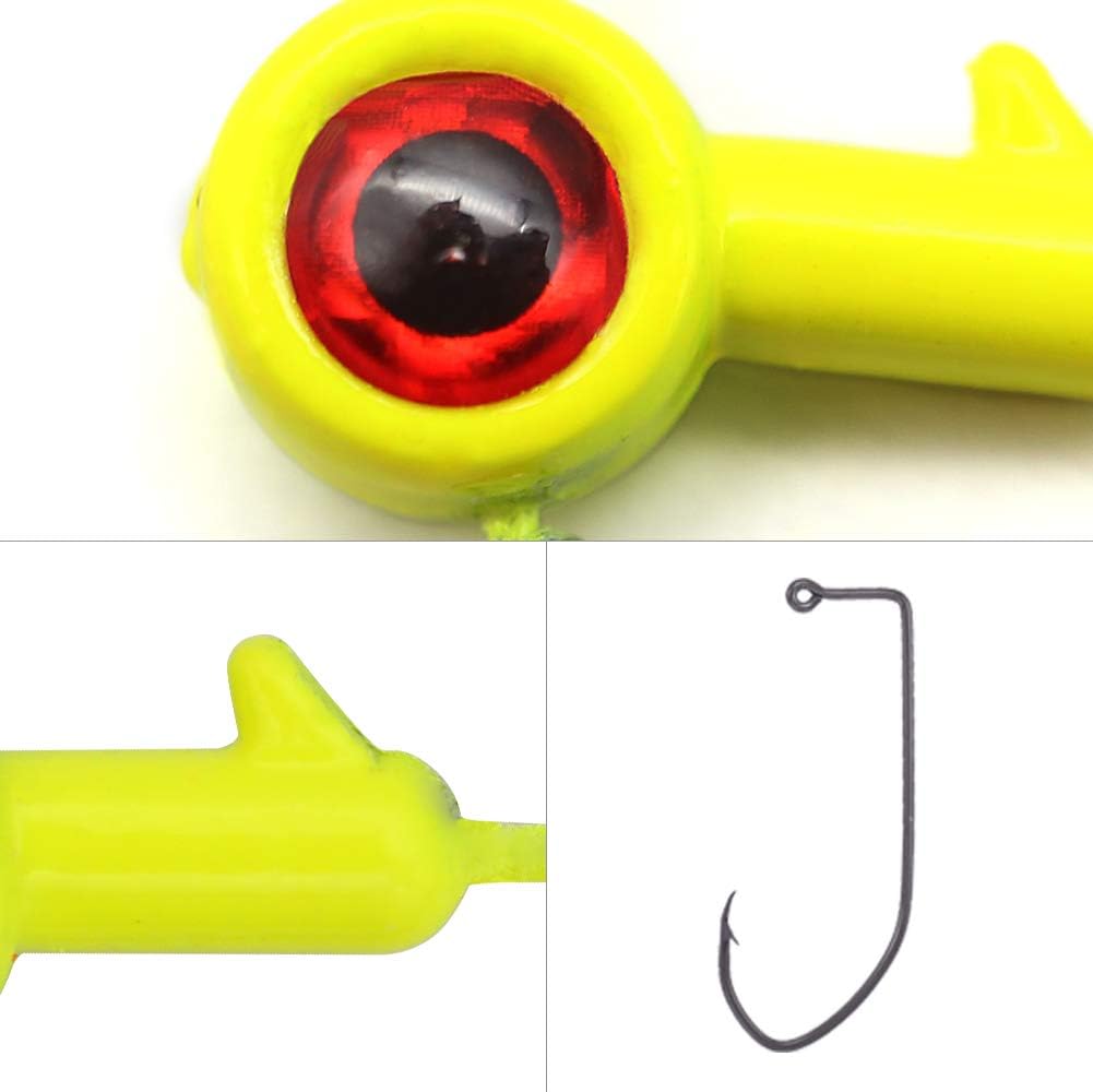 XFISHMAN Crappie-Jigs-Heads-Kit 1/8 1/16 1/32oz 50 Pack Panfish Fishing Jigs Lead Head Jig Hook Lure