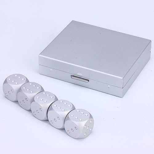 Miniatura 3 de eoocvt 5 en 1 Aleación de aluminio de precisión Metal sólido dados Poker Party Game Toy Portable Dice Hombre Novio Regalo - Cuadrado de Plata