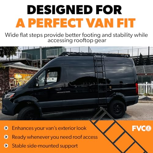 Image of FVC Side Ladder for High Roof Mercedes Benz Sprinter 8-Step | Van Ladder, 18lb
