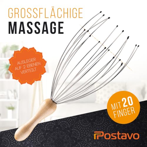 Postavo [ORIGINAL] Kopfmassage Spinne - Kopfmassagegerät mit 20 Fingern - Für perfekte Entspannung & eine bessere Durchblutung - Kopfhaut… – Ansicht 3