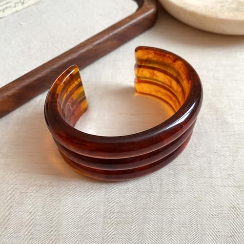 Image of 1Pc Resin Wide Round Bangle Bracelets Minimalist Jewelry for Women Geometric Bohemian Colorful Wrap Bracelet Elegant Round Acrylic Holiady Chunky Thick Bracelet