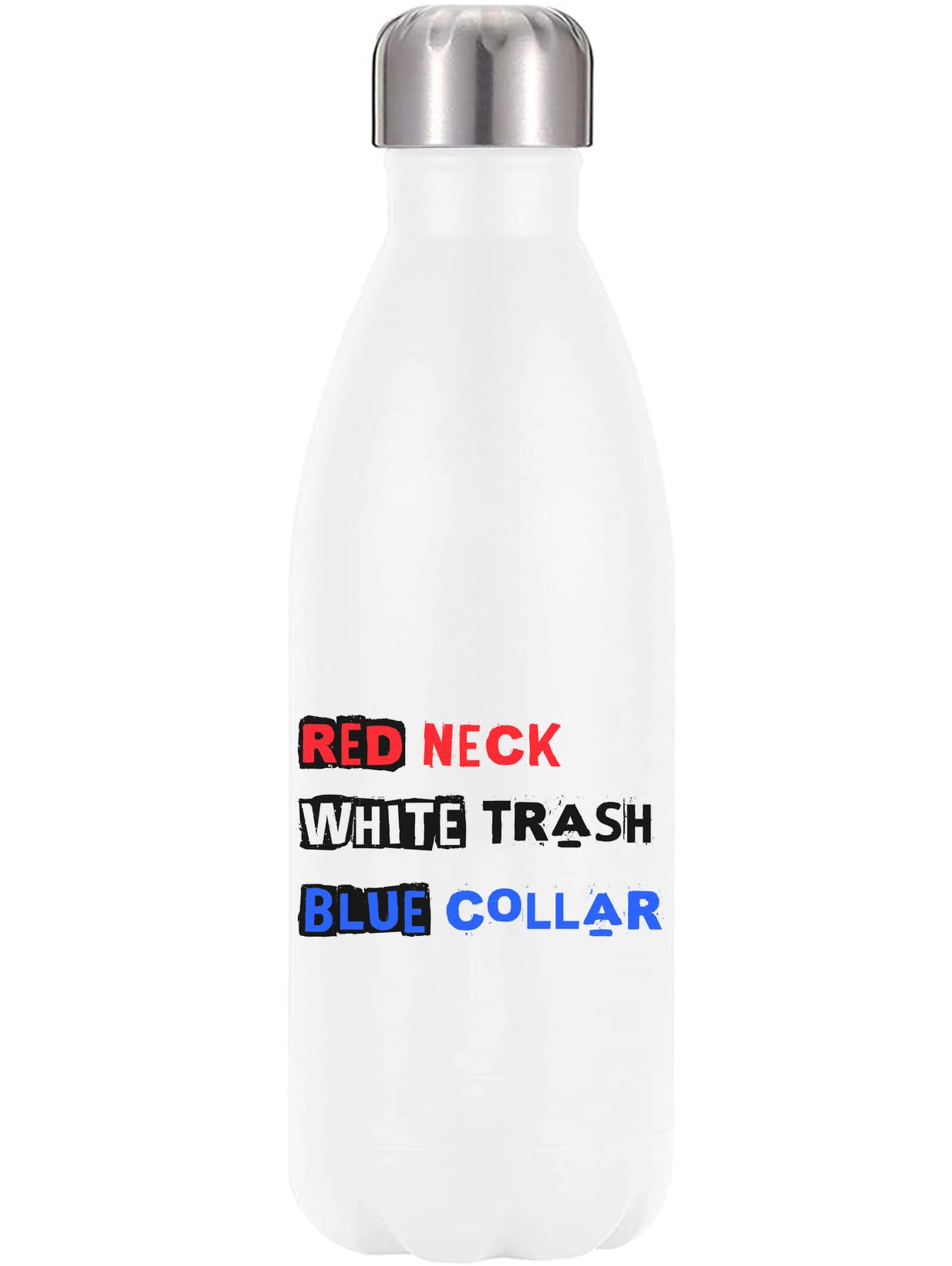 Bouteille d'eau thermique isolée sous vide blanche au design imprimé original