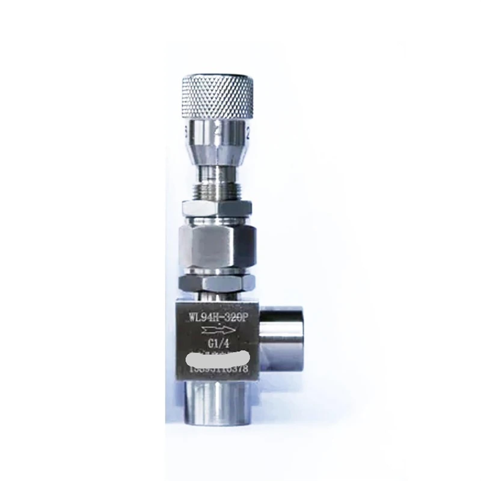 Vanne à aiguille G 1/8 en inox 304 pour réglage de débit d'angle 32MPA