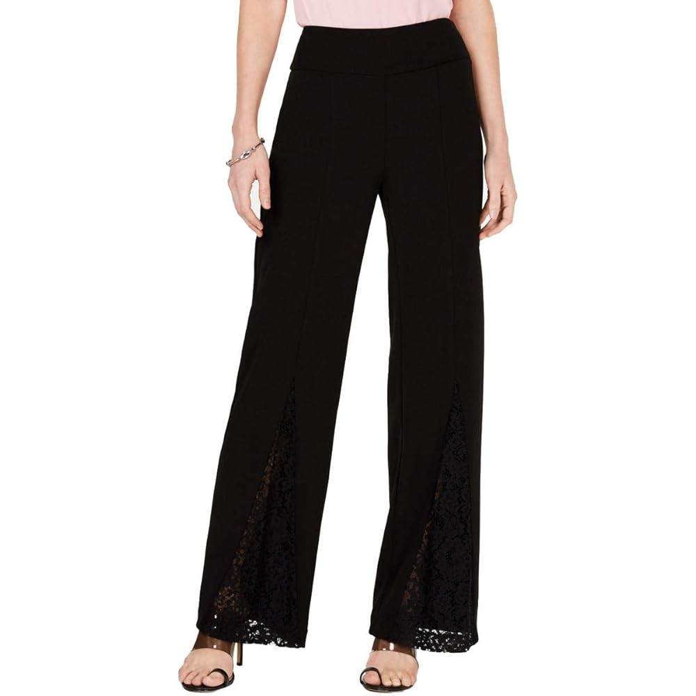 INC Womens Dressy Lace Inset Wide Leg Pants Black 8 at