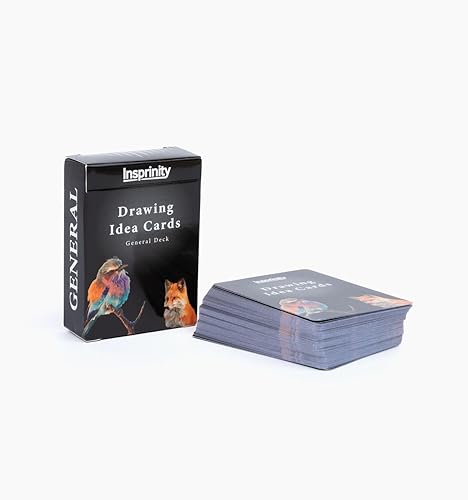 Tarjetas de ideas de dibujo creativo, juego de 72 indicaciones artísticas únicas