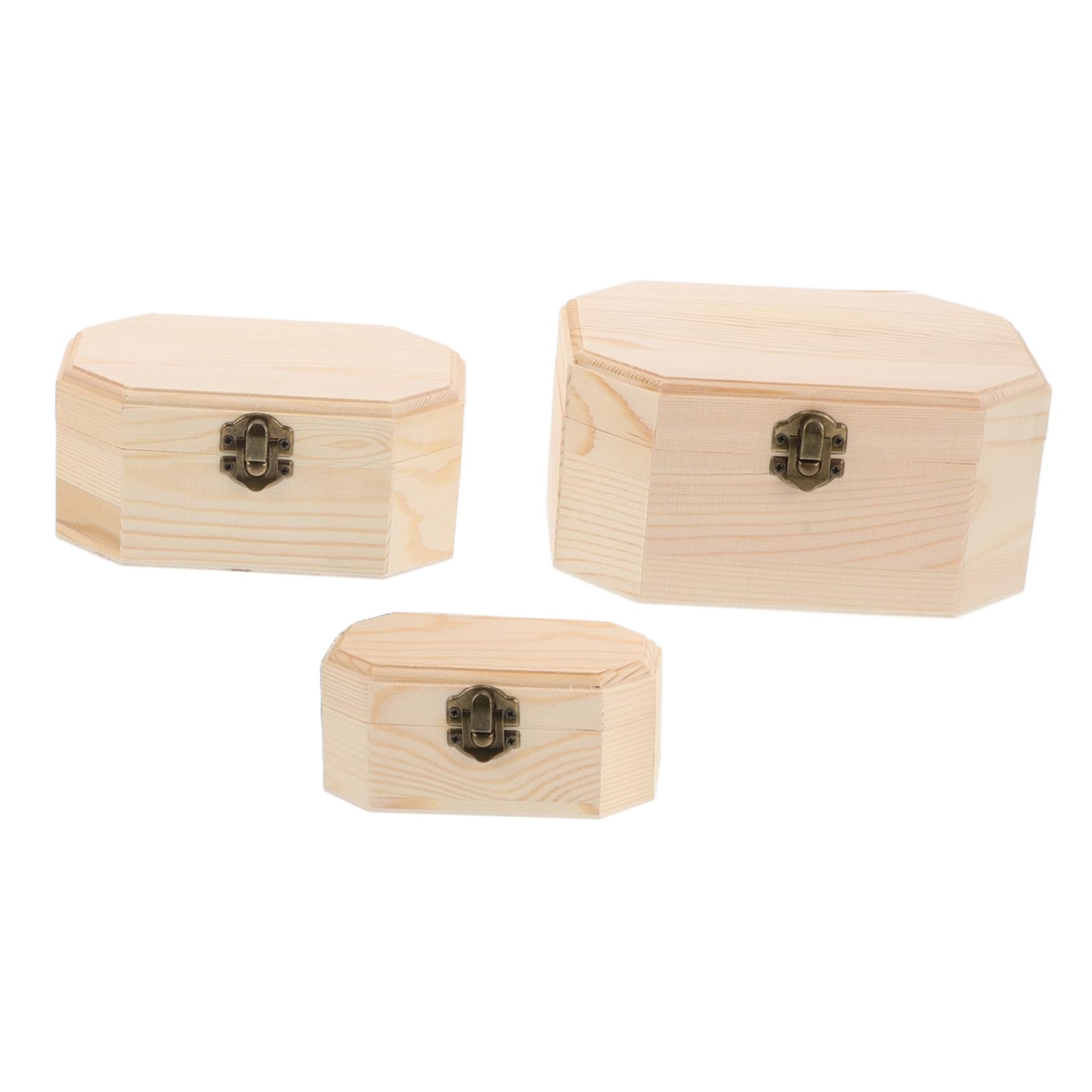 Gatuida 3 Piezas Joyero de Madera Caja de Madera para Joyería Vintage Hecha Mano para Guardar Anillos de Boda y Objetos para Regalos