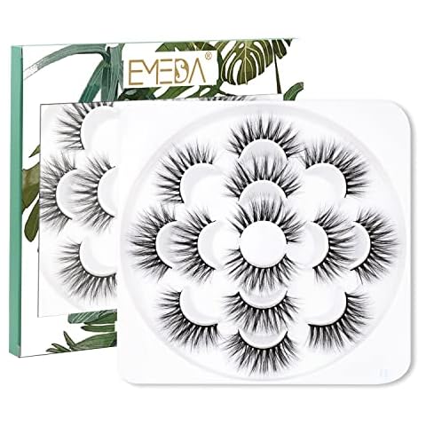 EMEDA 7 pares de pestañas naturales de visón sintético 3D Cover