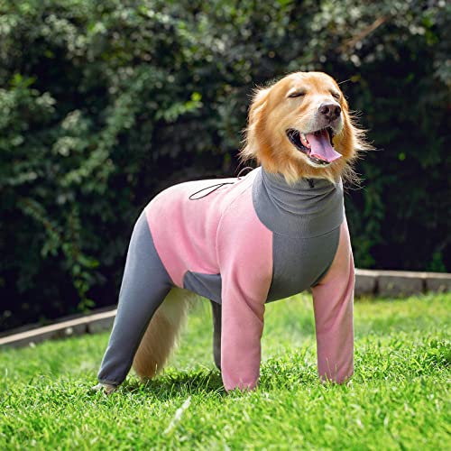 Dog Winter Warm Coats 4-Legs Fleece For Large Medium Dogs, High Collar Dog Cold Weather Coat Full Body Dog Snowsuit Comfort Windproof Dog Sweater (4Xl, Pink) #TOP5