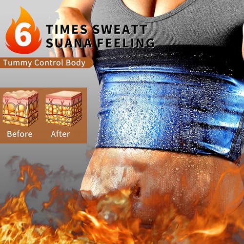 BODYSUNER Cinta modeladora de cintura para mulheres, faixa de suor para sauna e gordura da barriga i