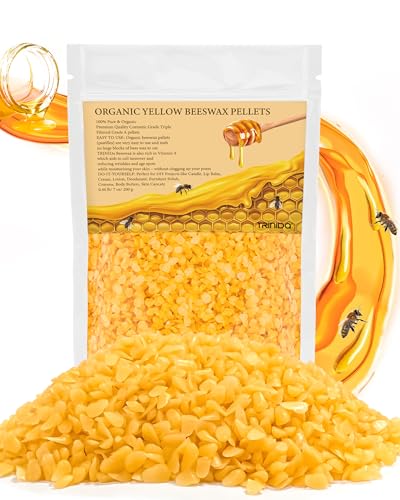 TRINIDa Beeswax Pellets 200g Yellow Bees Wax for DIY Candles Beeswax for Candle Making Skin Body Face and Hair Care Lotions DIY Creams Lip Balm and Soap Making Supplies