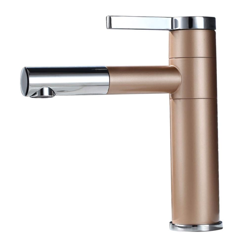 360 ° Swivel Elegant Champagne Bath Faucet, Basin Mixer/Single Lever Mixer/Bathroom Mixer Sink/Faucet/Mixer Tap With Swivel Spout F.Badzimmer Aus Messing,H20cm