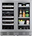 Avallon AWCBV2386 30 Inch Wide 23 Bottle Dual Zone Wine Cooler and 86 Can Capacity Beverage Cooler with Double Pane Glass, Touch Control Panel, and Lockable Doors