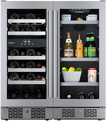 Avallon AWCBV2386 30 Inch Wide 23 Bottle Dual Zone Wine Cooler and 86 Can Capacity Beverage Cooler with Double Pane Glass, Touch Control Panel, and Lockable Doors