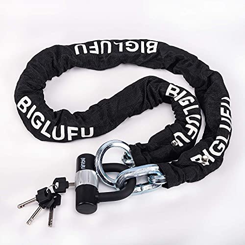 Biglufu Motorcycle Lock Chain Locks Heavy Duty, 120Cm/4Ft Long, Cut Proof 12Mm Thick Square Chains With 4Keys 16Mm U Lock, Ideal For Motorcycles, Motorbike, Bike, Generator, Gates, Bicycle, Scooter. #TOP4