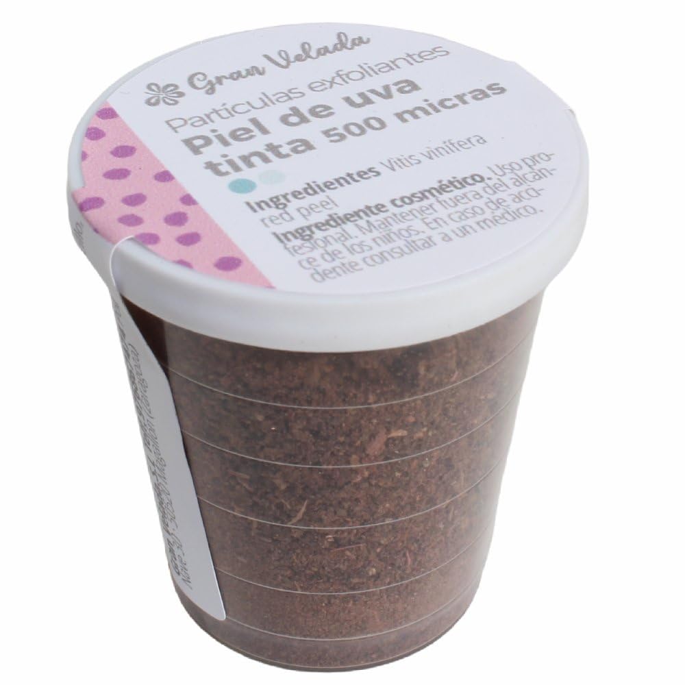 Partículas Exfoliantes Piel de Uva Tinta 500 Micras | Exfoliantes Faciales y Corporales | Alto Contenido en Minerales y Antioxidantes | Ideal para Geles, Scrubs y Jabones
